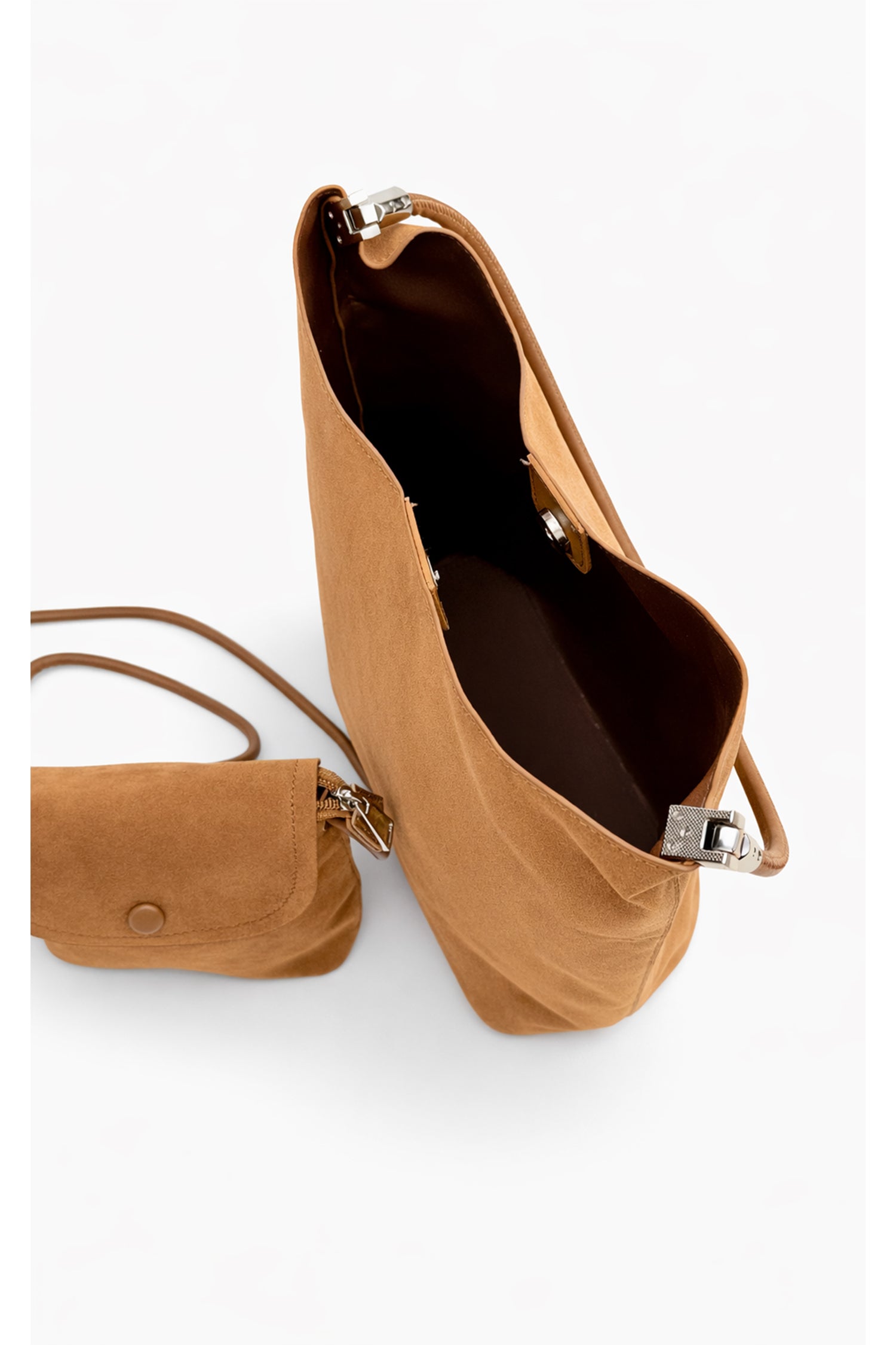 Cream Slouchy Bucket Bag with Matching Pouch - Hustle N Holla