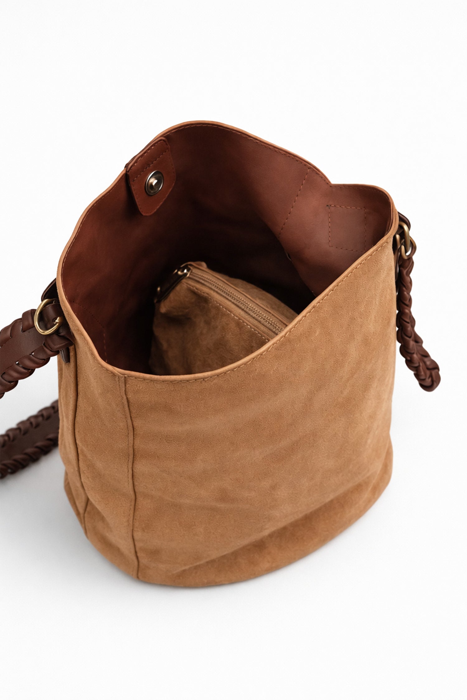 Cream Slouchy Bucket Bag with Matching Pouch - Hustle N Holla