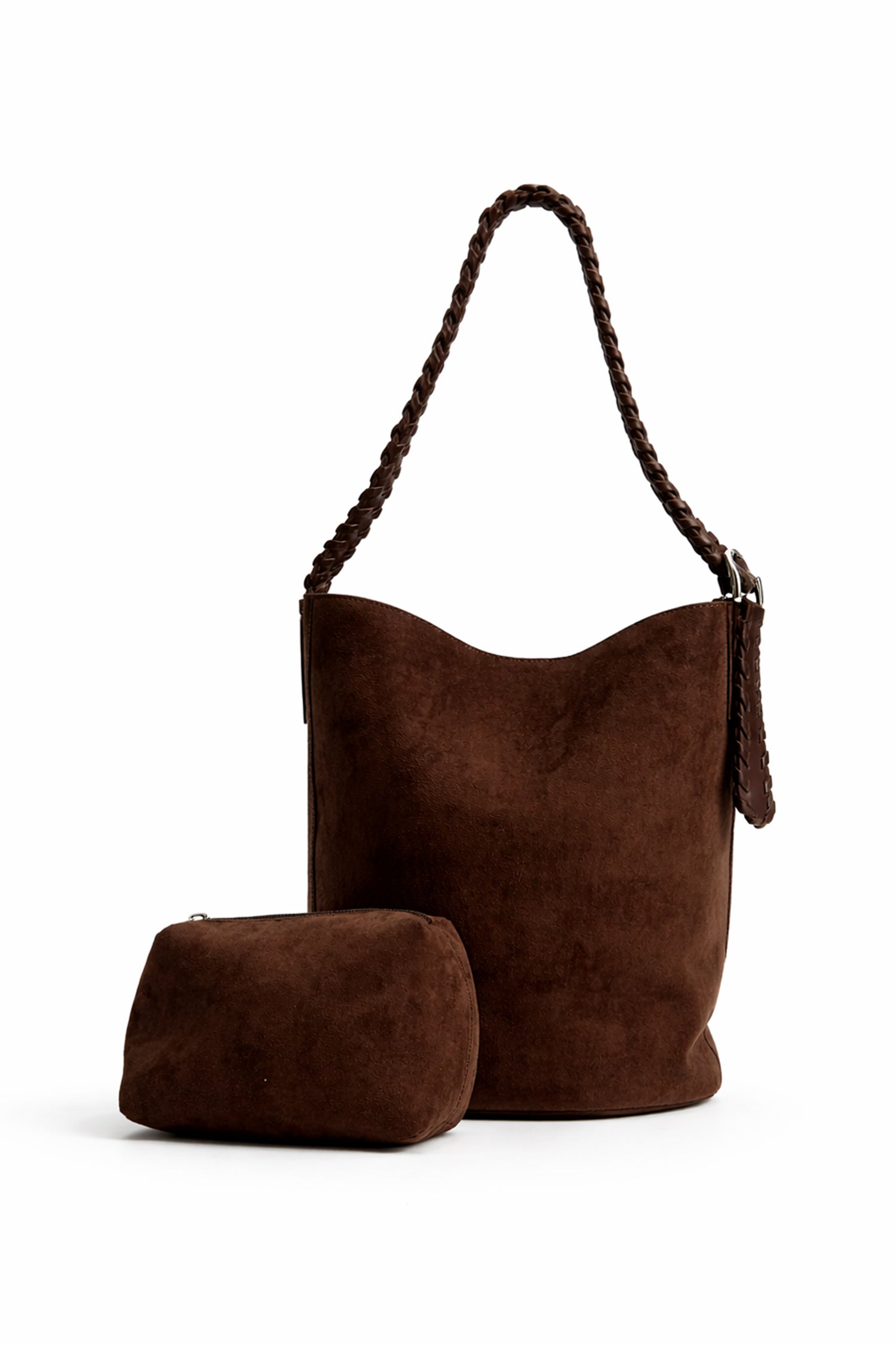 Brown Slouchy Bucket Bag with Matching Pouch