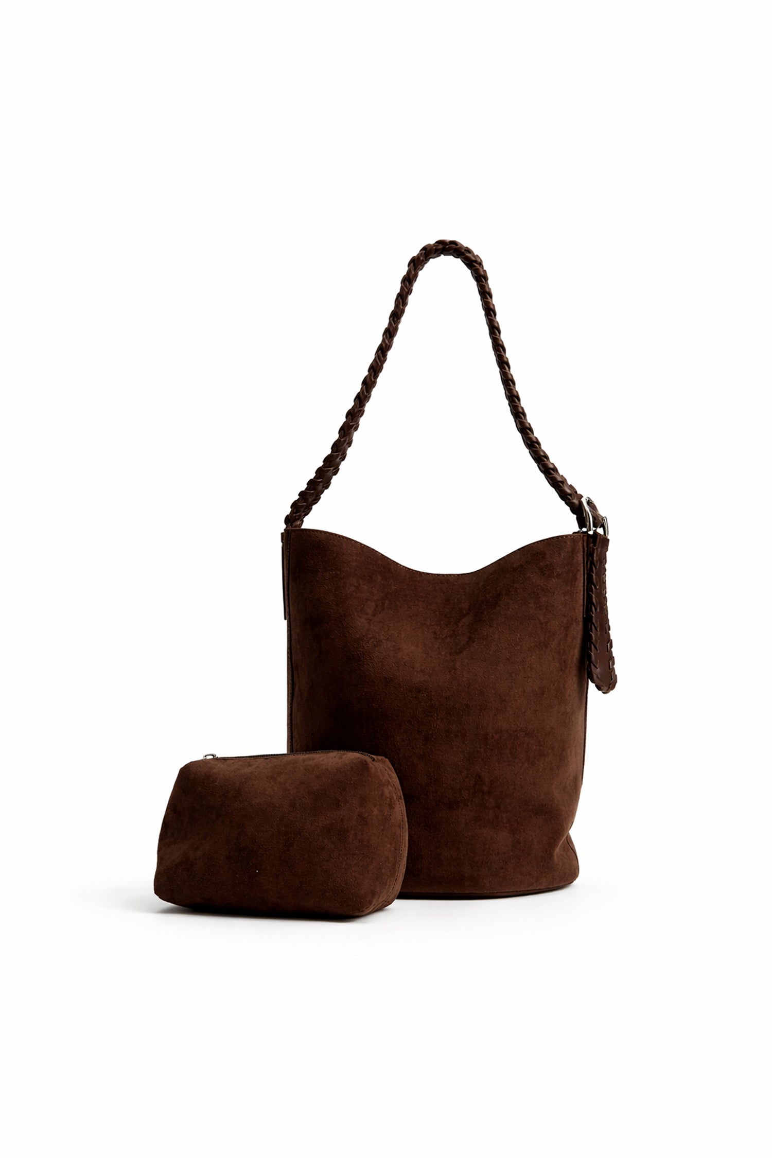 Brown Slouchy Bucket Bag with Matching Pouch - Hustle N Holla