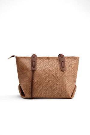 Beige Textured Oversized Tote Bag - Hustle N Holla