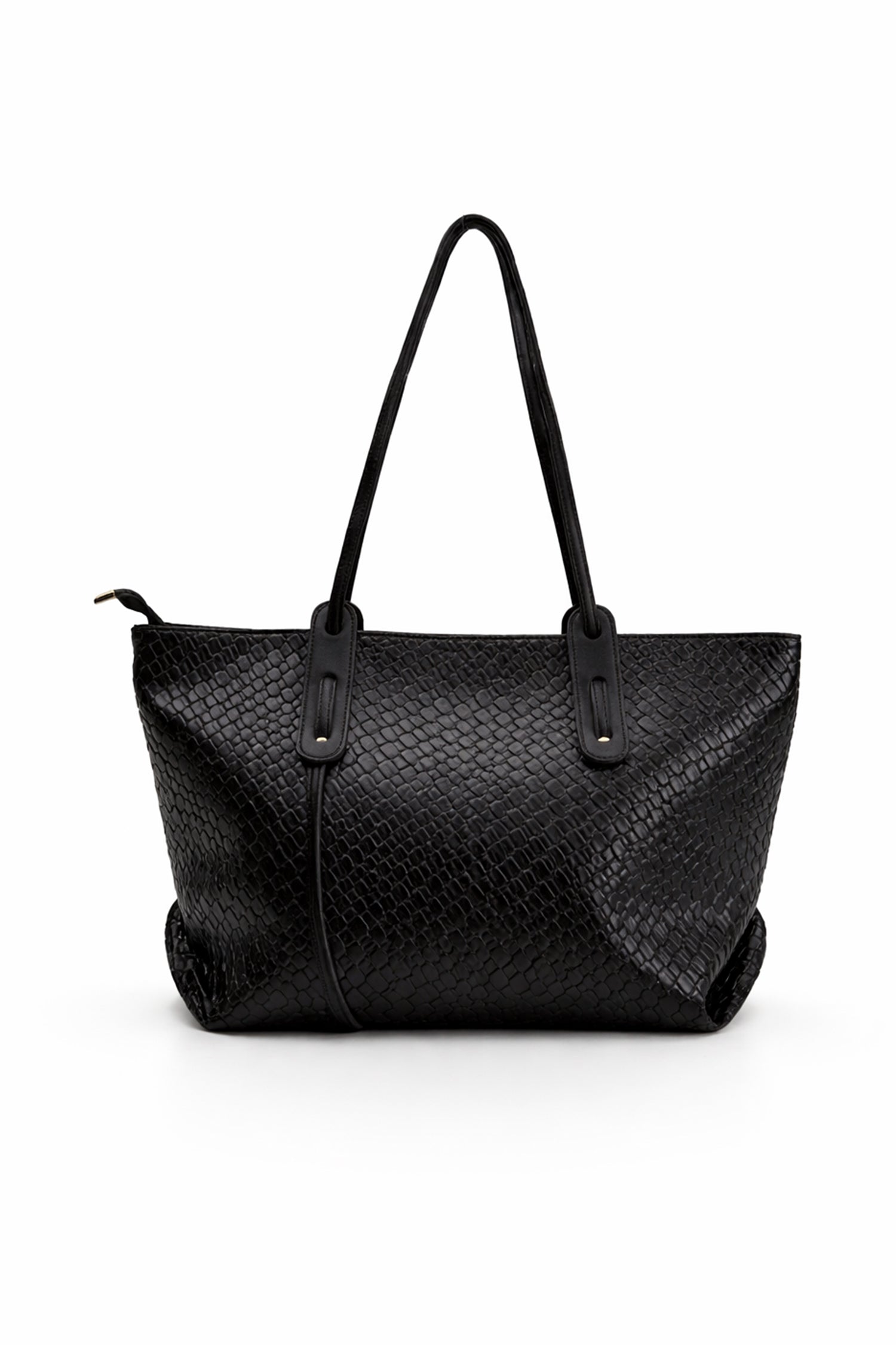 Black Textured Oversized Tote Bag