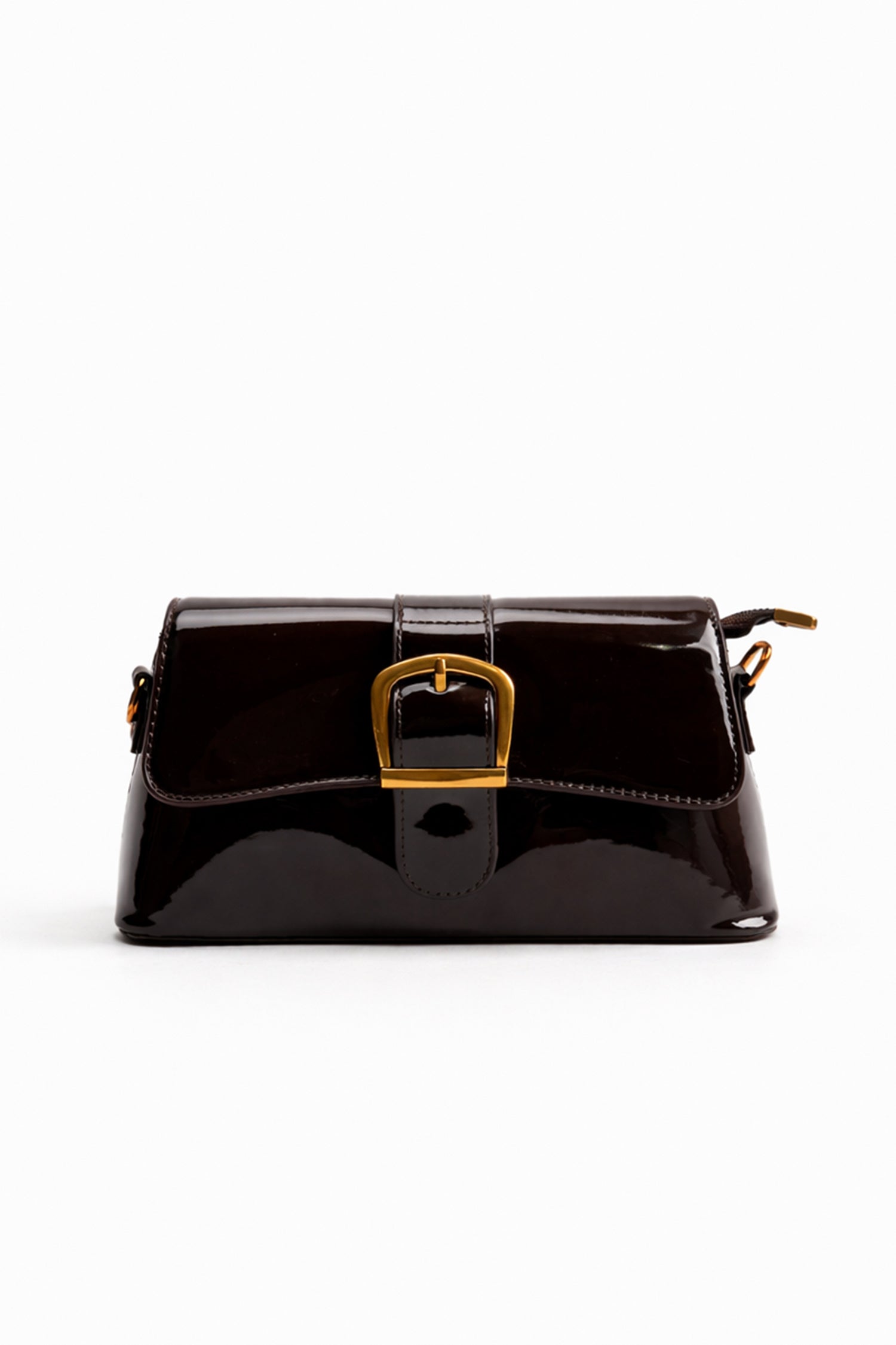 Dark Brown PU Clutch Bag with Strap - Hustle N Holla