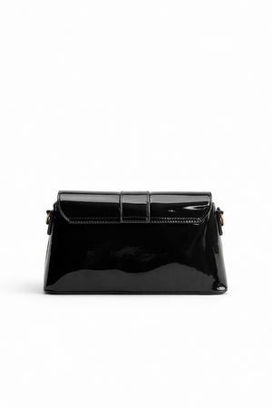 Black Pu Clutch Bag With Strap - Hustle N Holla