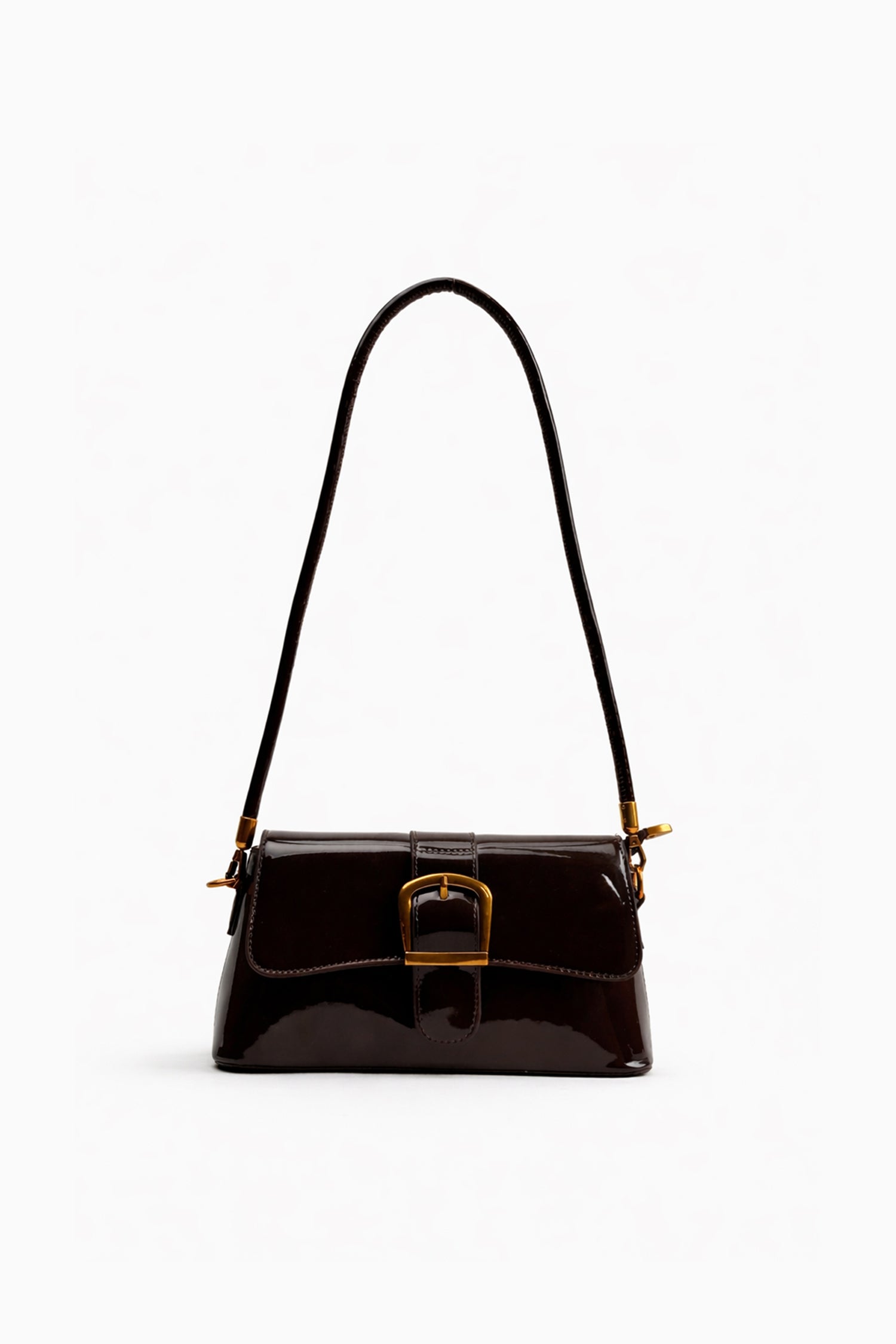 Dark Brown PU Clutch Bag with Strap - Hustle N Holla