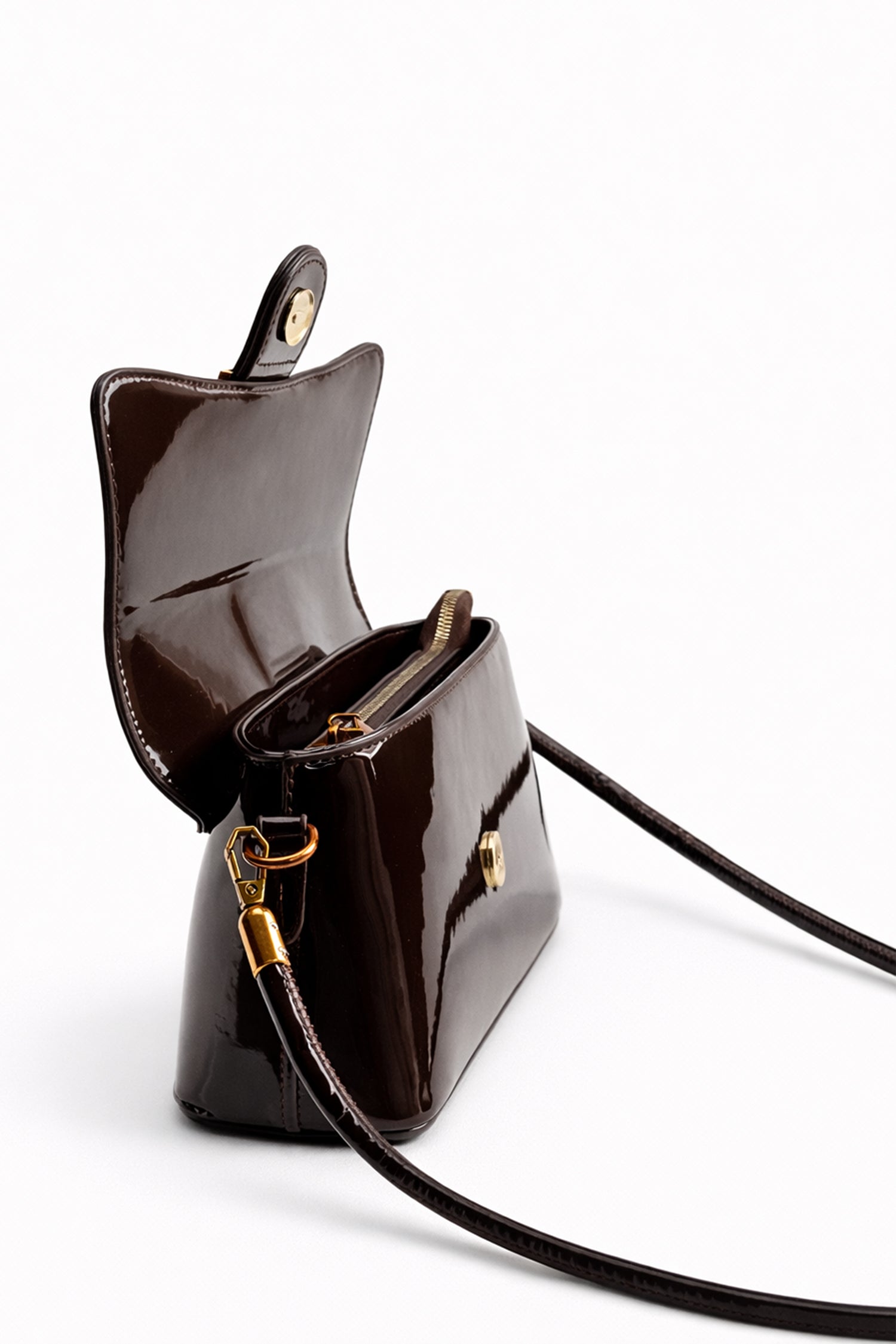 Dark Brown PU Clutch Bag with Strap