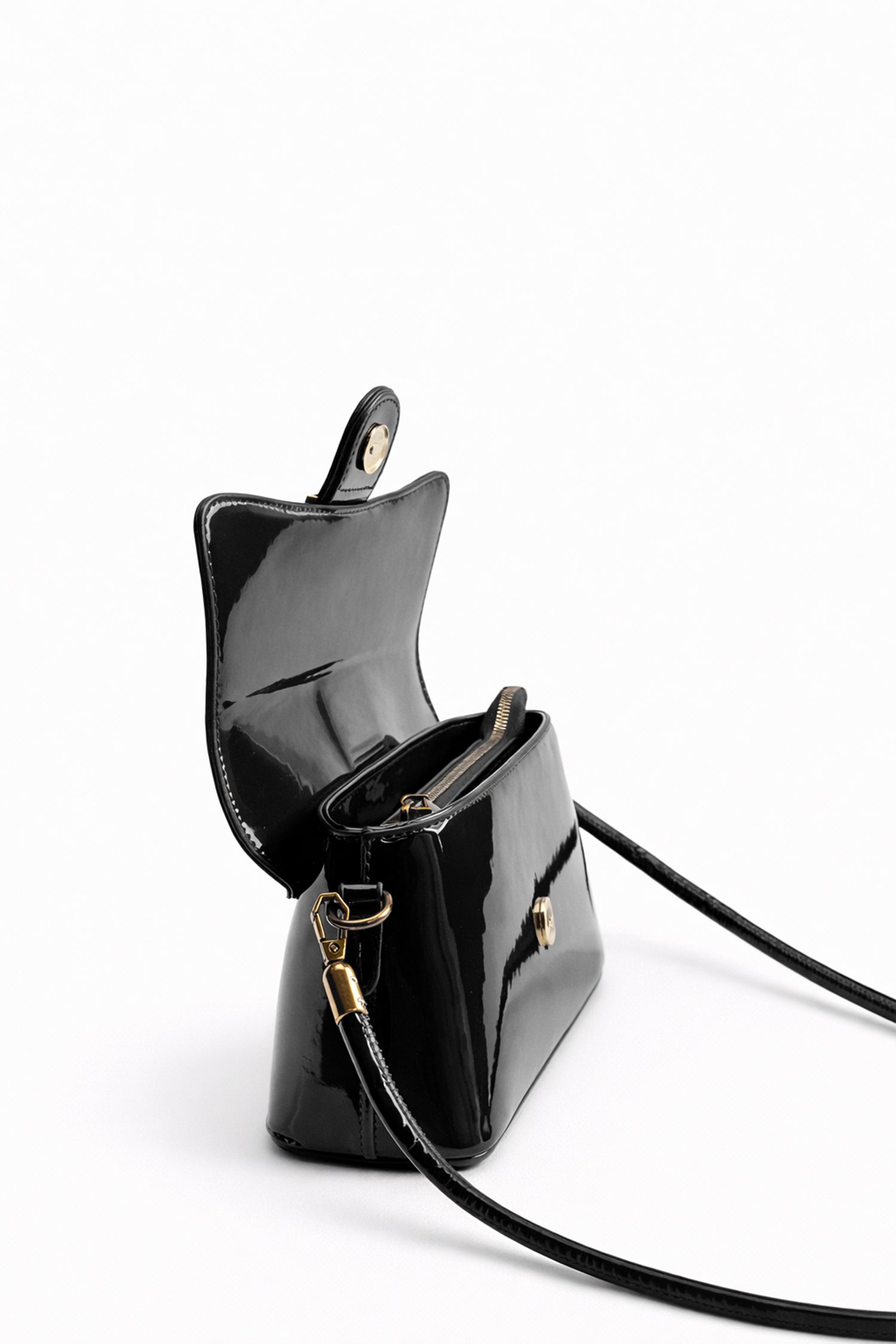 Black PU Clutch Bag with Strap