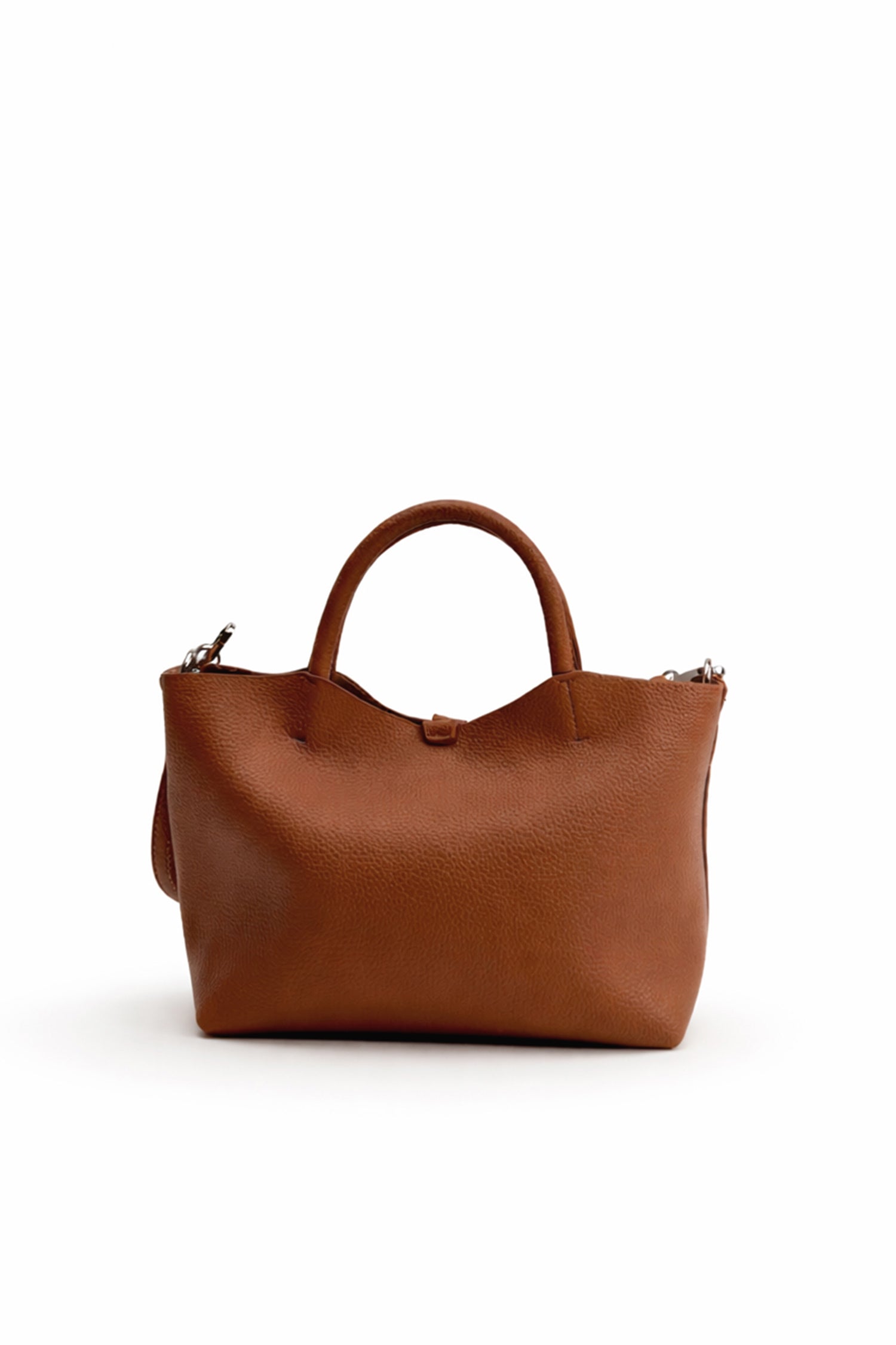 Tan Structured Top Handle Tote Bag - Hustle N Holla