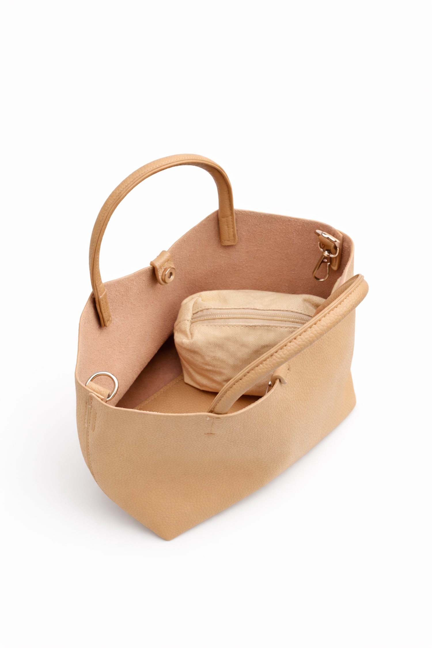 Cream Medium Top Handle Tote Bag
