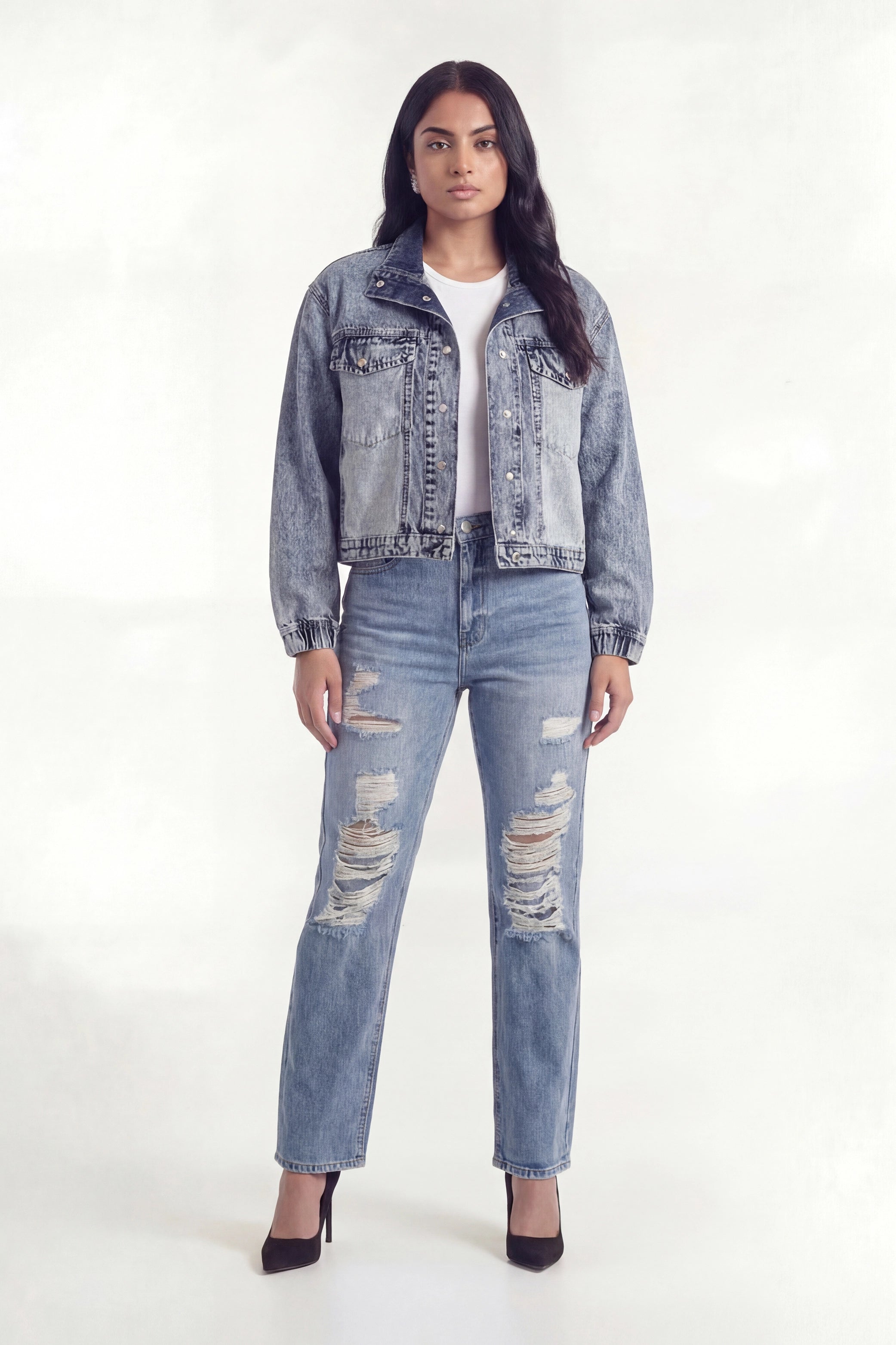 Blue Light Washed Oversized Jacket - Hustle N Holla