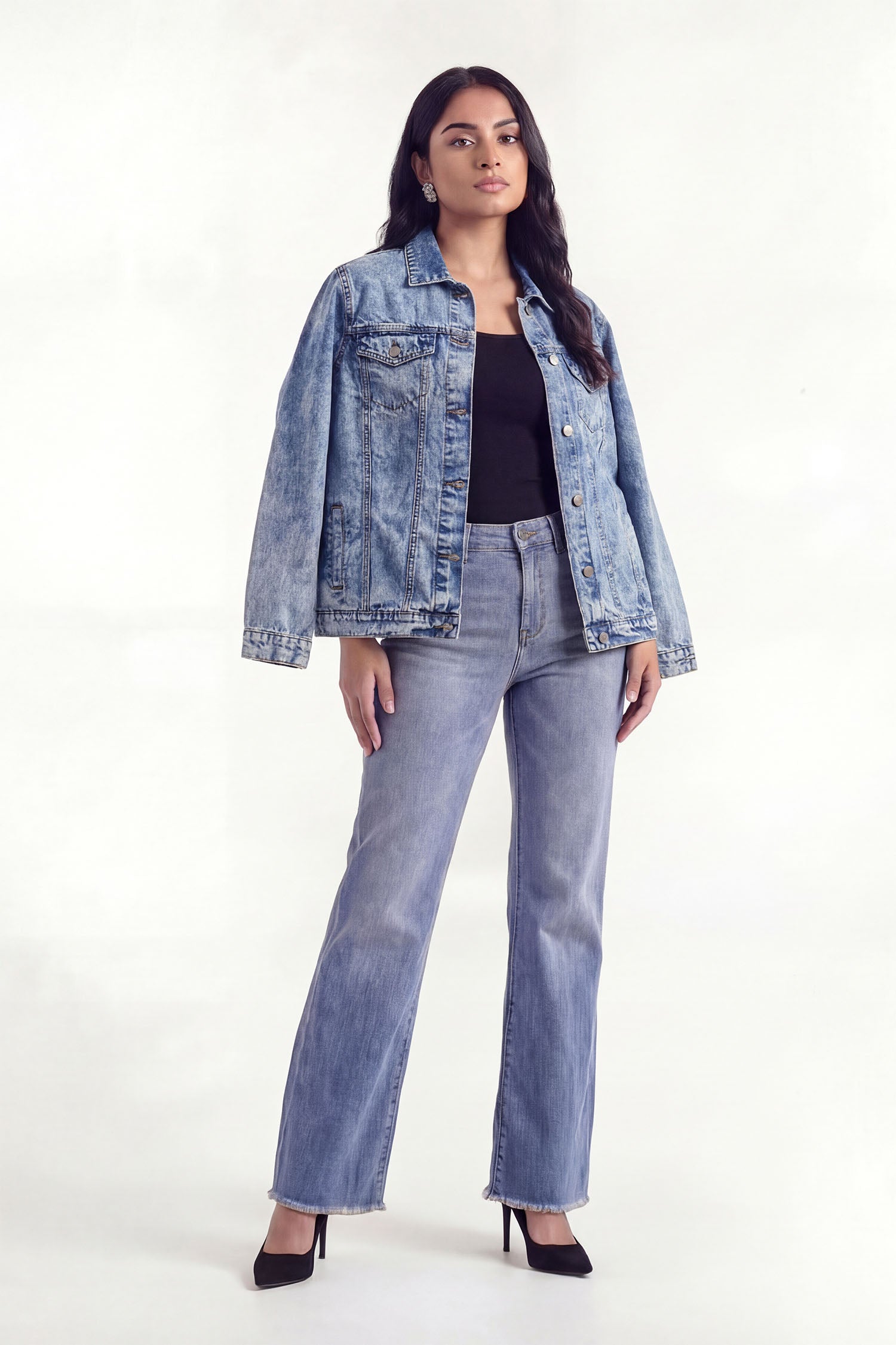 Blue Stone Wash Relaxed Fit Denim Jacket - Hustle N Holla
