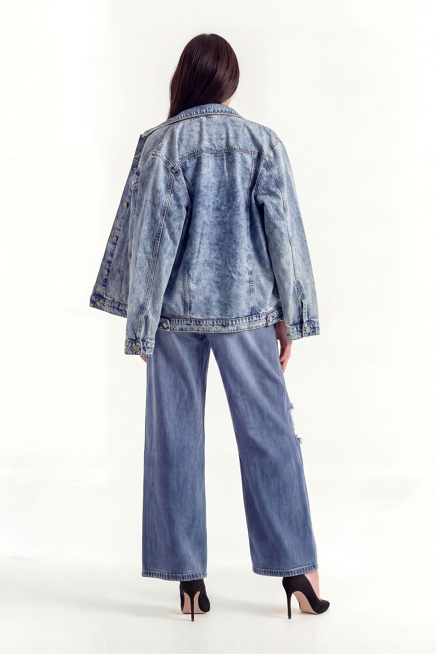 Blue Stone Wash Relaxed Fit Denim Jacket - Hustle N Holla