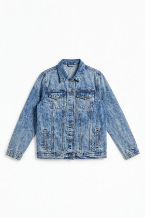 Blue Light Wash Relaxed Fit Denim Jacket - Hustle N Holla
