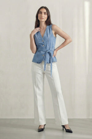 Off White High Rise Tailored Fit Wide Leg Jeans - Hustle N Holla