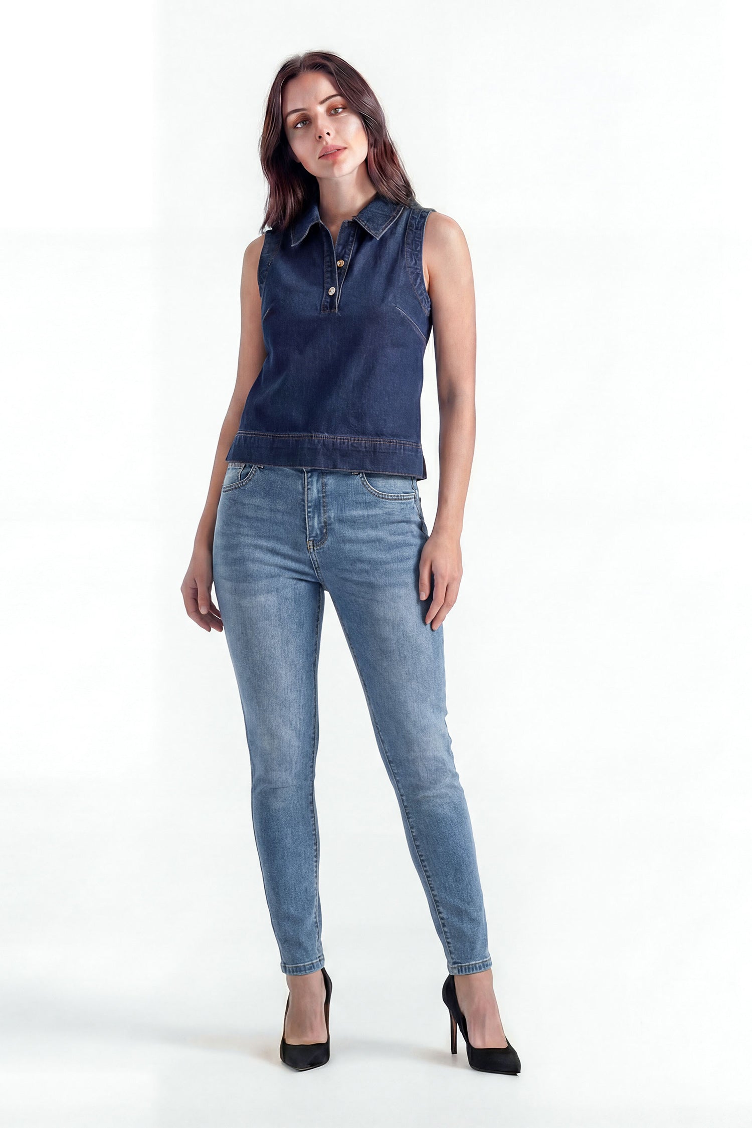 Blue Mid Wash Skinny Denim Jeans - Hustle N Holla