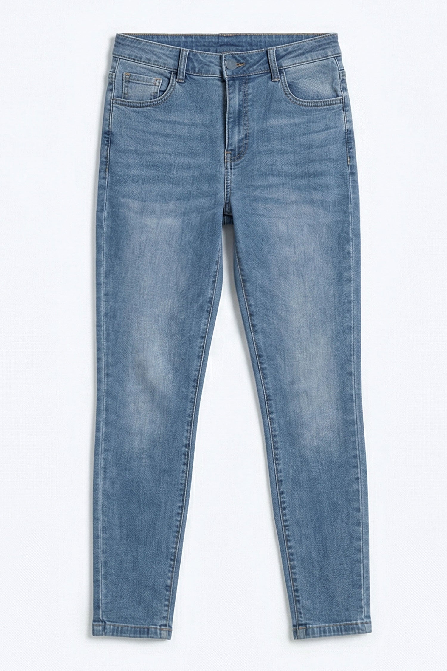 Blue Mid Wash Skinny Denim Jeans - Hustle N Holla