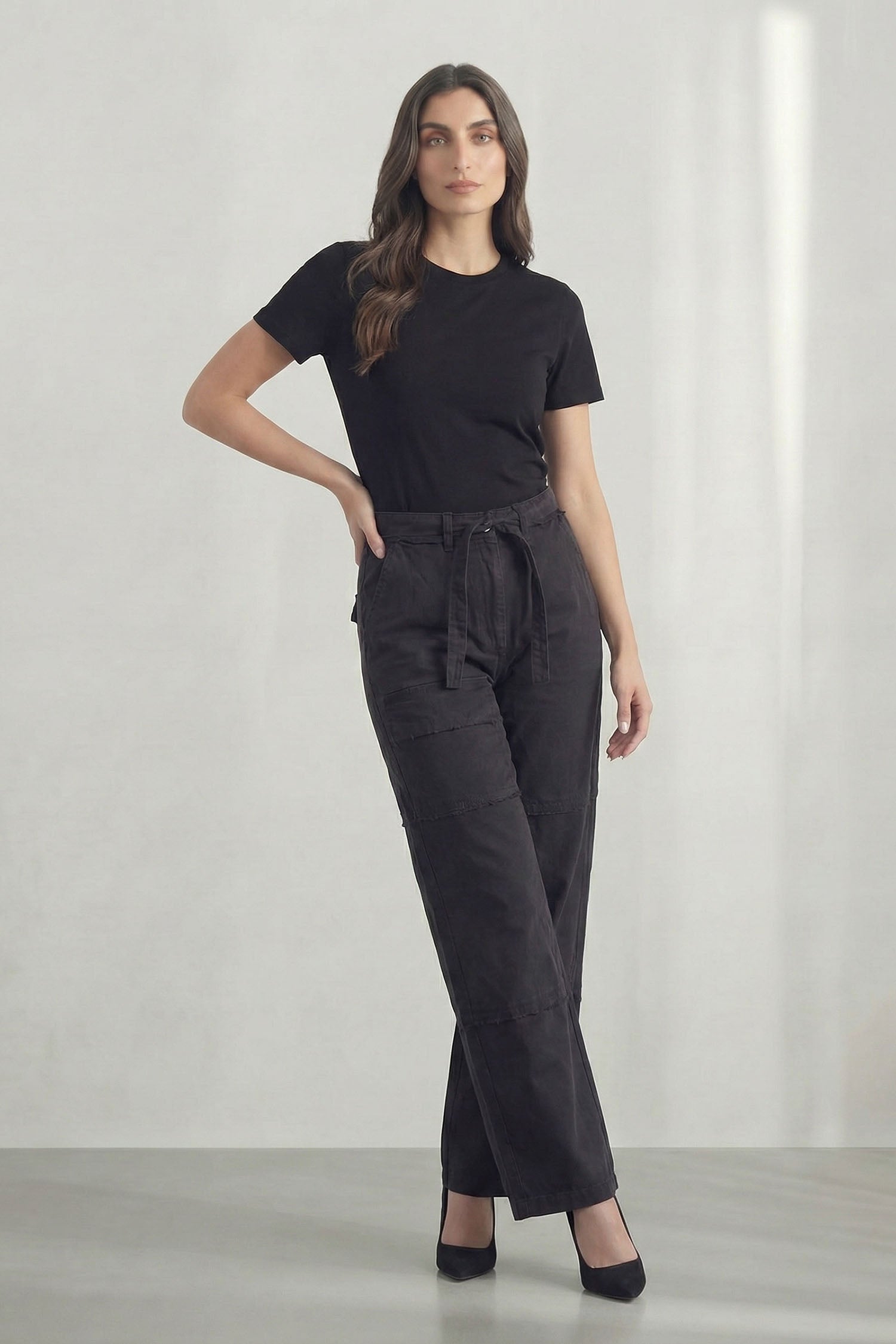 Draw Cord Waist Wide Leg Cargo Jeans - Hustle N Holla