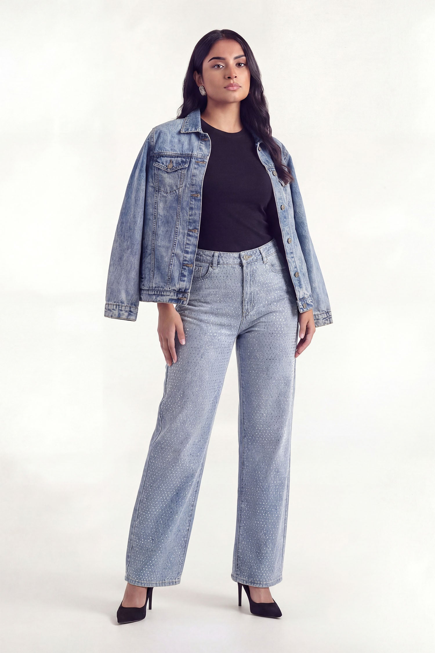 Blue Light Wash Wide Leg Denim Jeans - Hustle N Holla