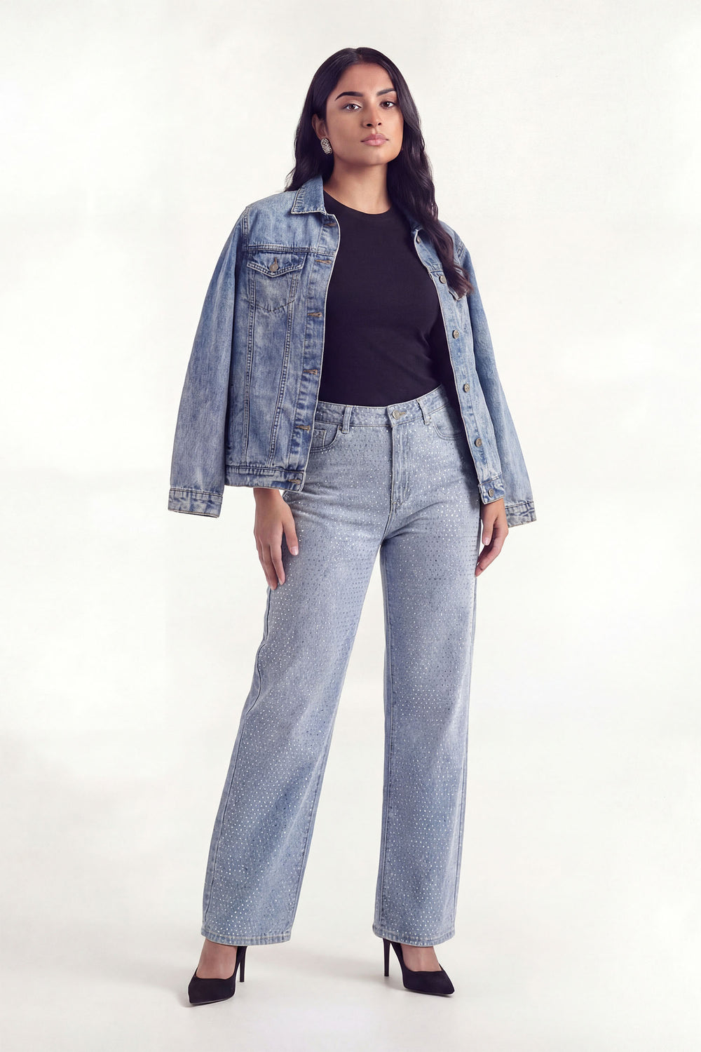 Blue Light Wash Wide Leg Denim Jeans - Hustle N Holla