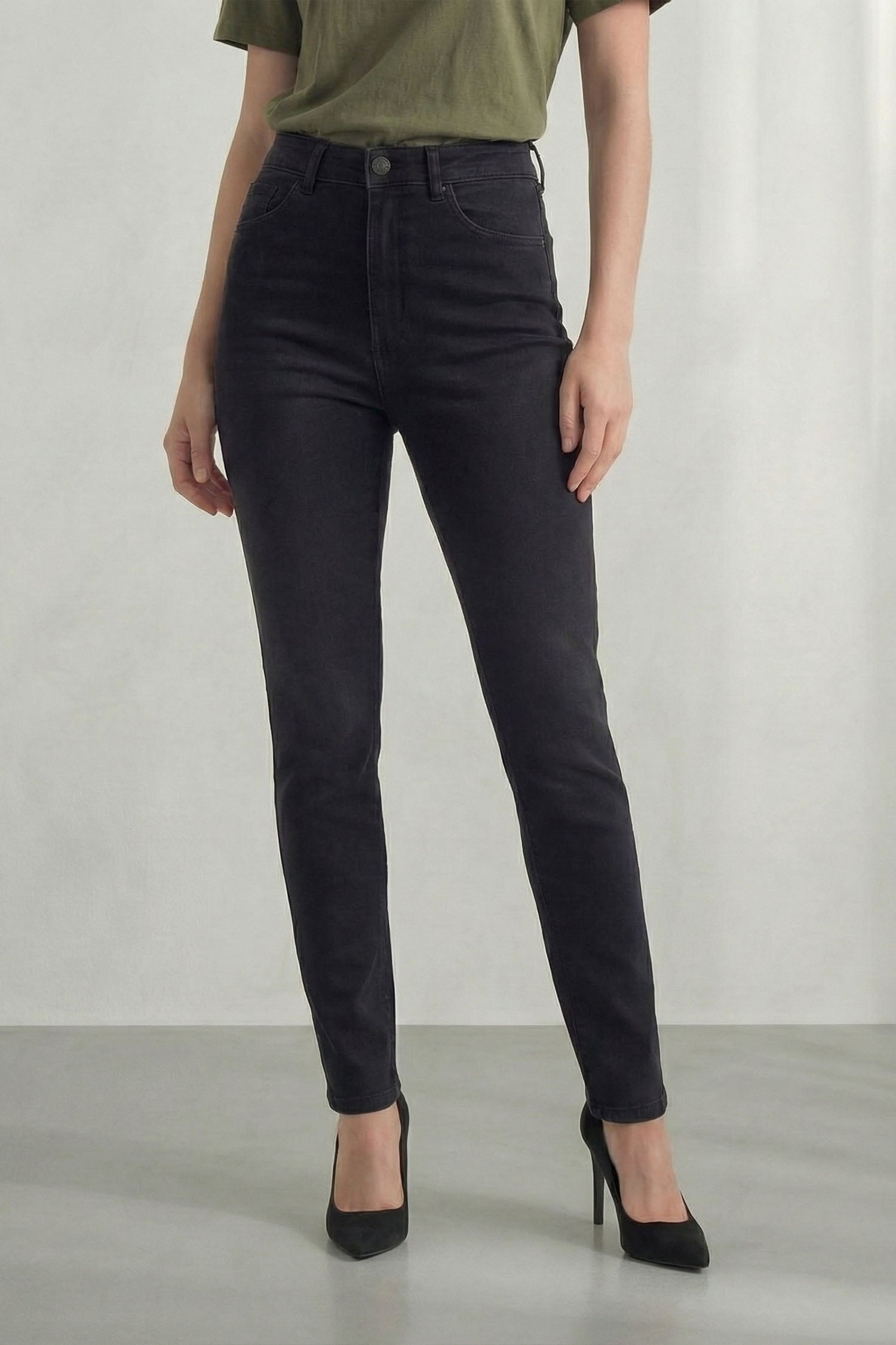 Washed Black High Rise Skinny Jeans - Hustle N Holla