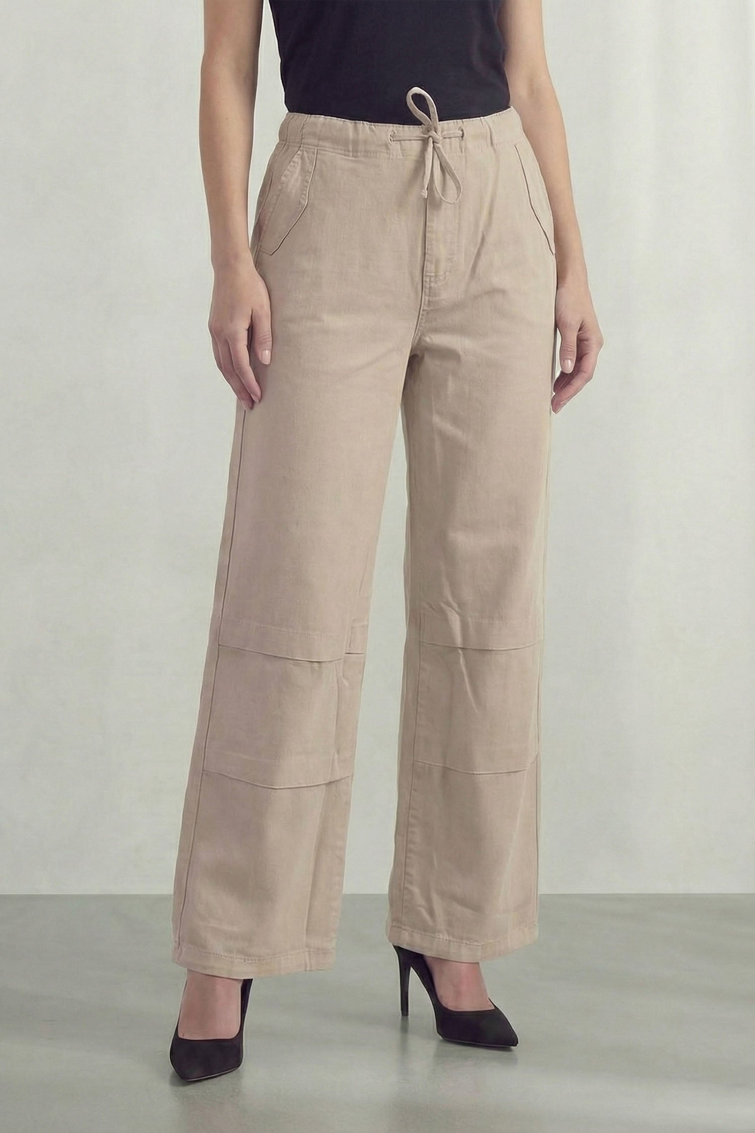 Stone Wash Draw String Waist & Hem Wide Leg Jeans - Hustle N Holla
