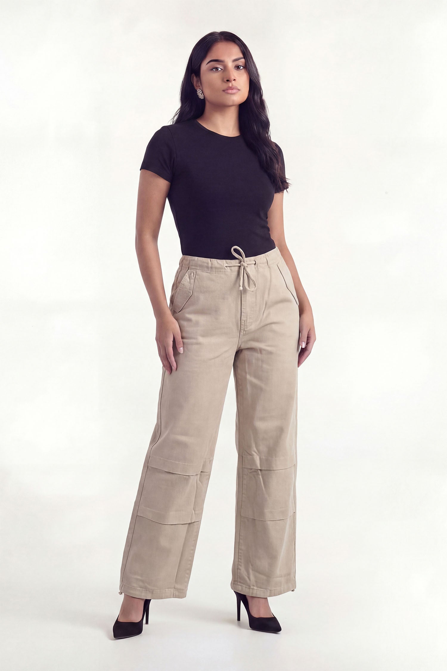 Beige Wide Leg Jeans - Hustle N Holla