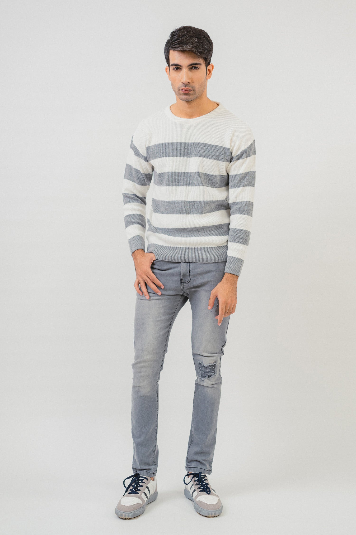 Grey Stripe Sweater