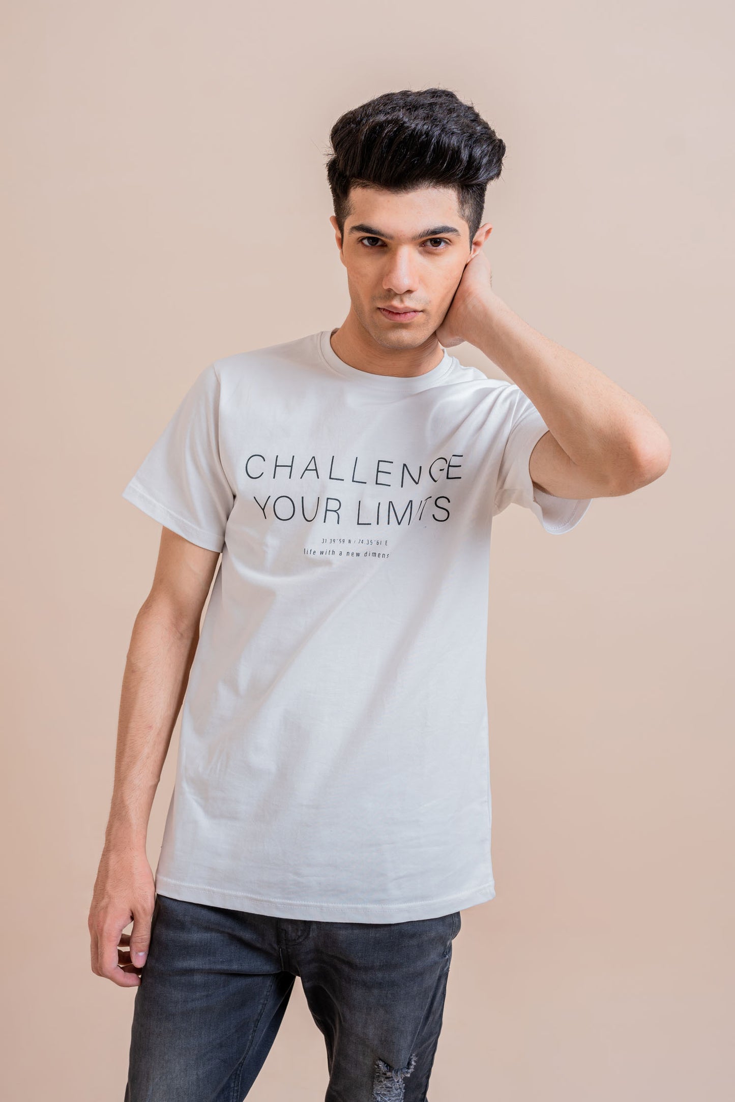 White Challenge your limit graphic T-shirt