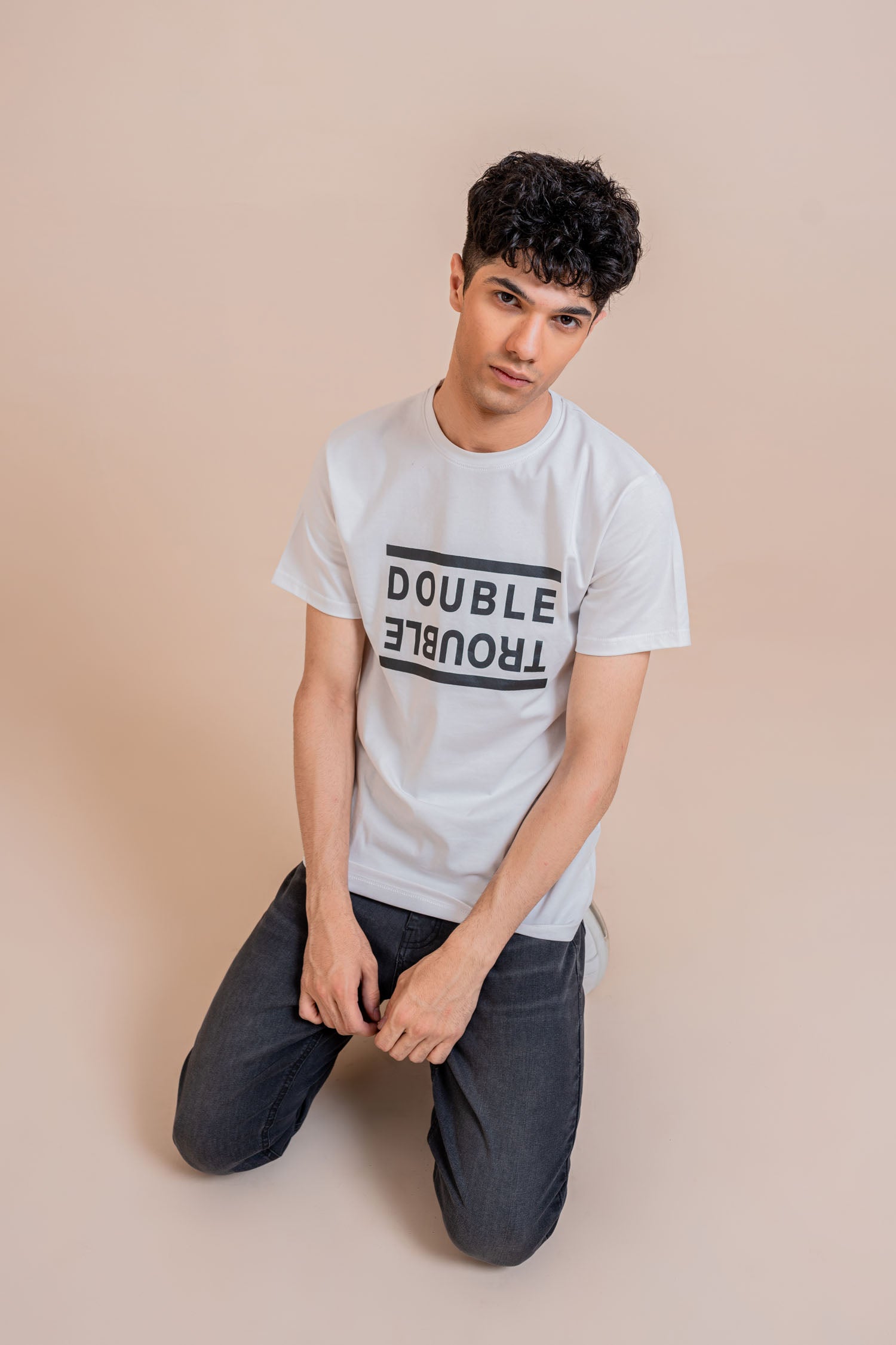 White Double-Trouble Graphic T-shirt