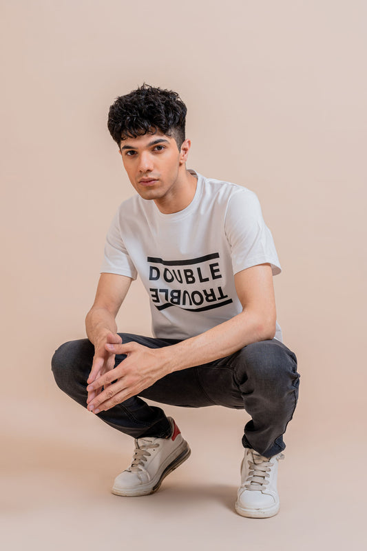 White Double-Trouble Graphic T-shirt