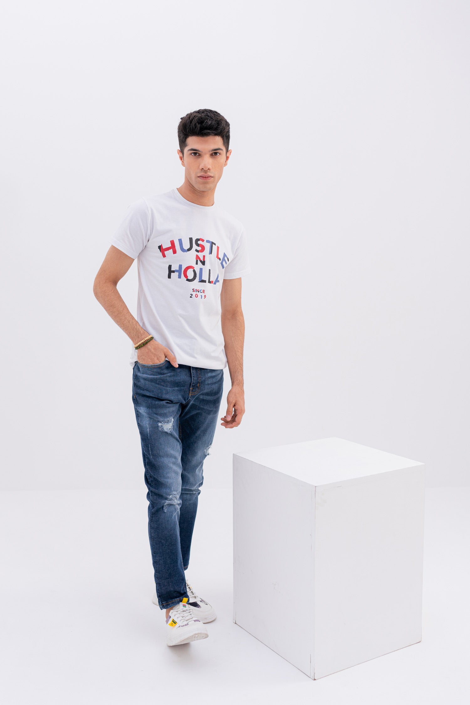 White Regular Fit T-shirt - Hustle N Holla