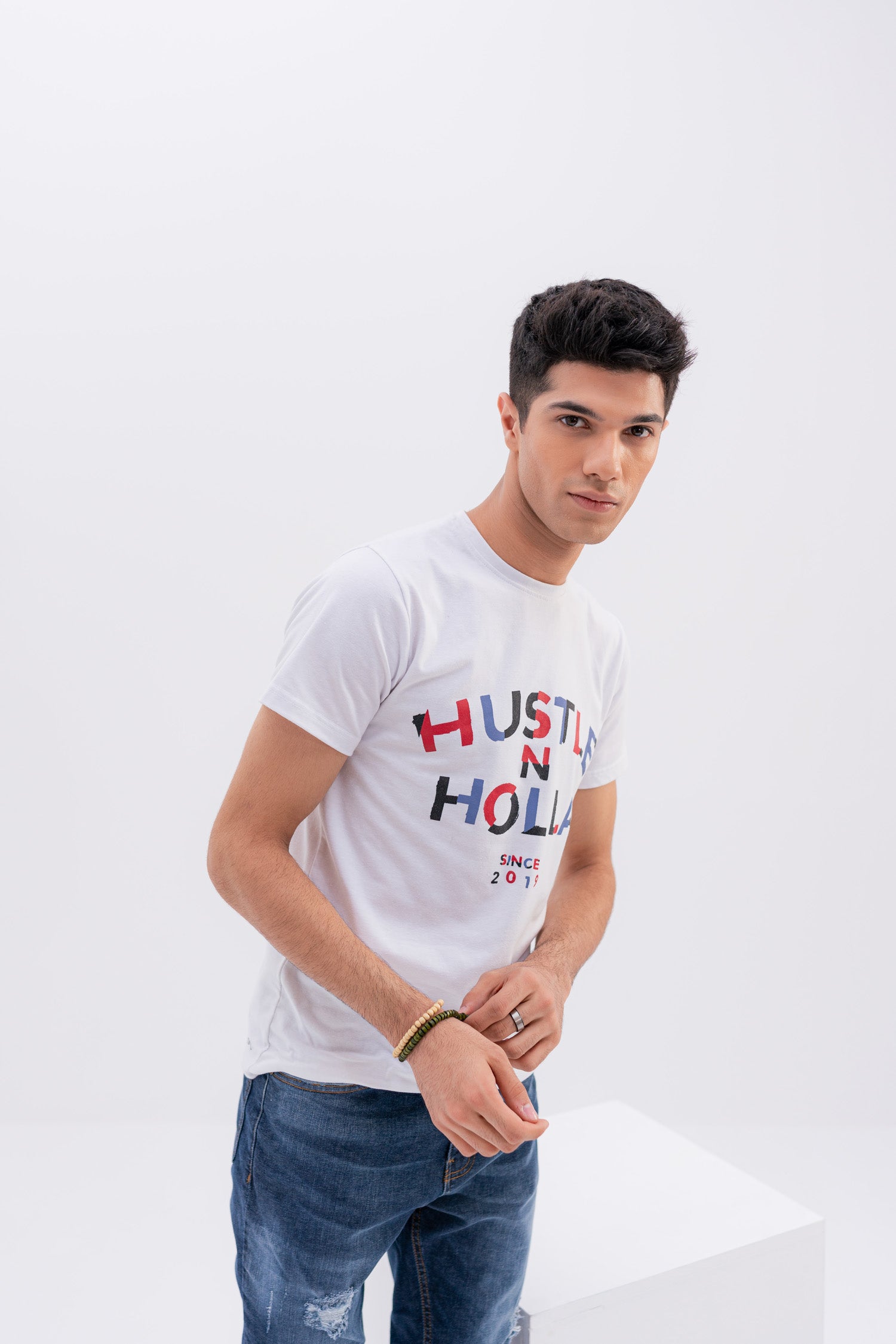 White Regular Fit T-shirt - Hustle N Holla