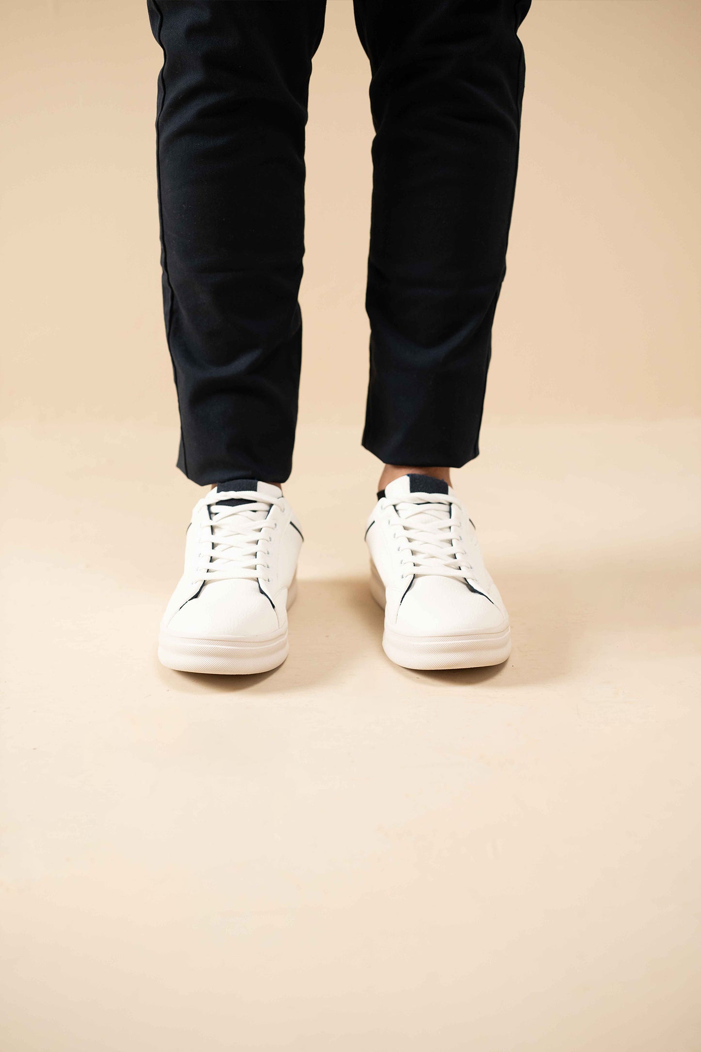 White Sneakers with Black Detail