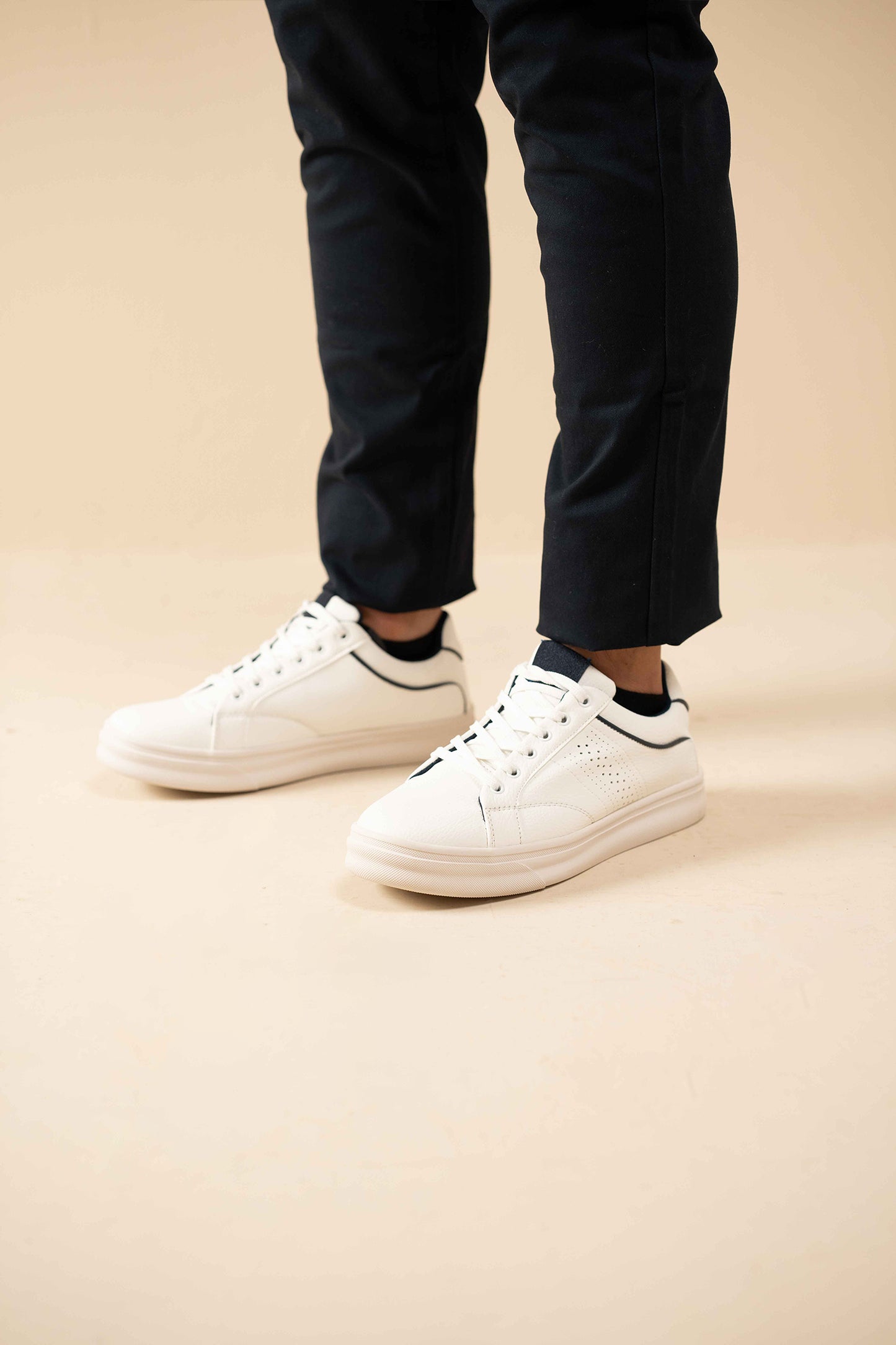 White Sneakers with Black Detail