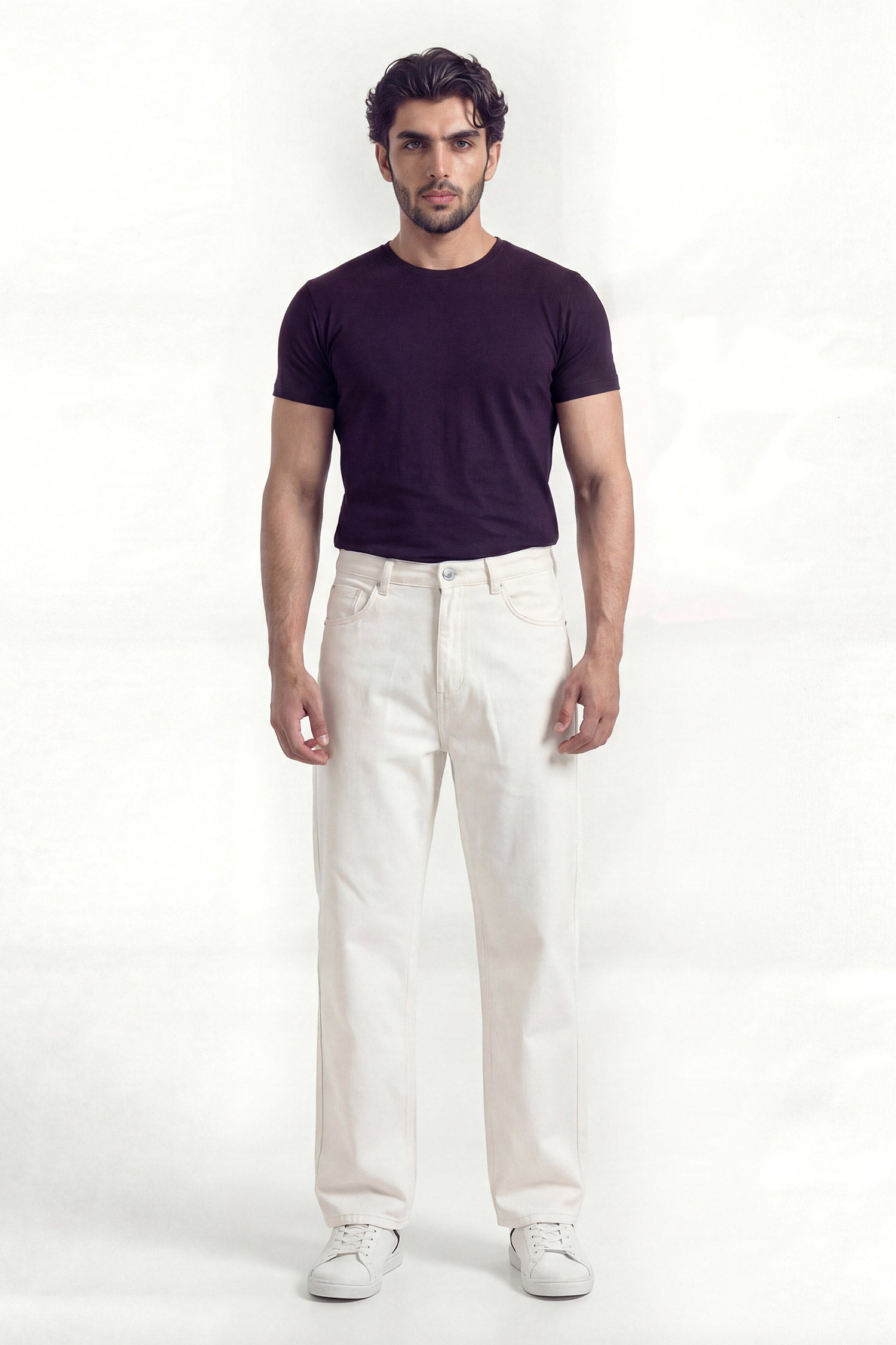 White Straight Fit Denim Jeans - Hustle N Holla