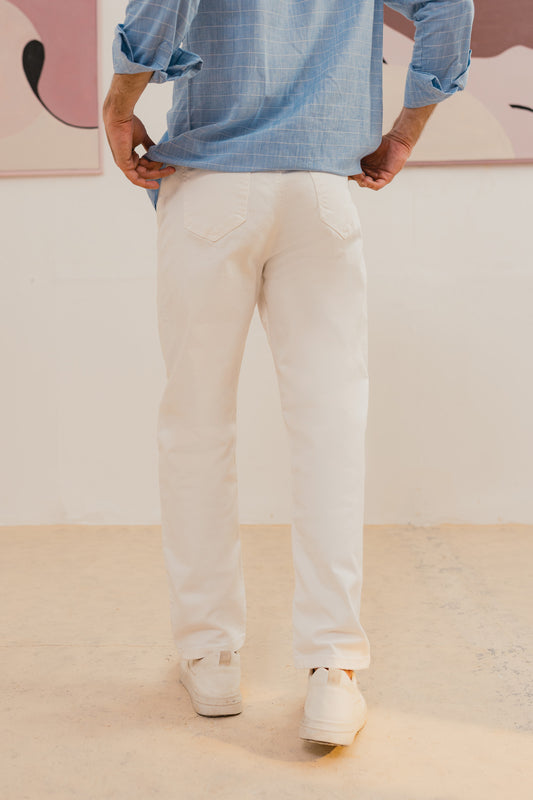 White Straight Fit Denim Jeans