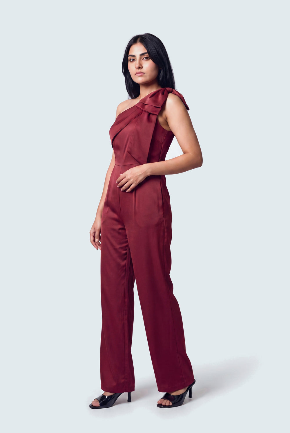 Wine Red Off Shoulder Wide Leg Jumpsuit - Hustle N Holla