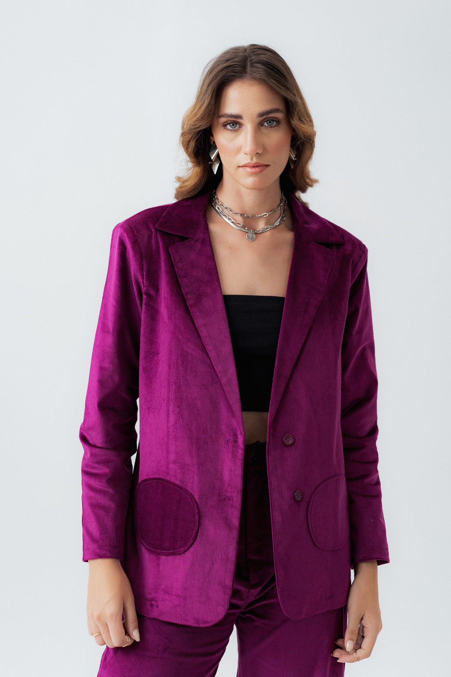 Magenta Relaxed Fit Corduroy Blazer - Hustle N Holla