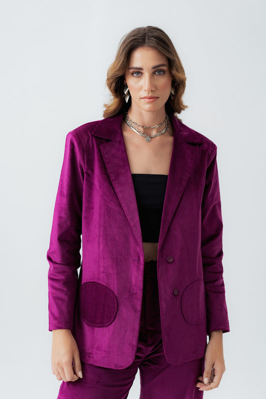 Magenta Relaxed Fit Corduroy Blazer - Hustle N Holla