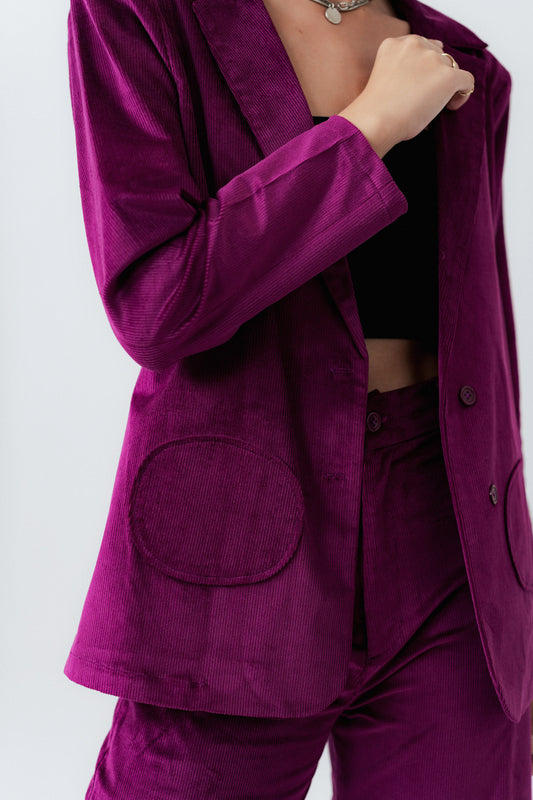 Magenta Relaxed Fit Corduroy Blazer - Hustle N Holla