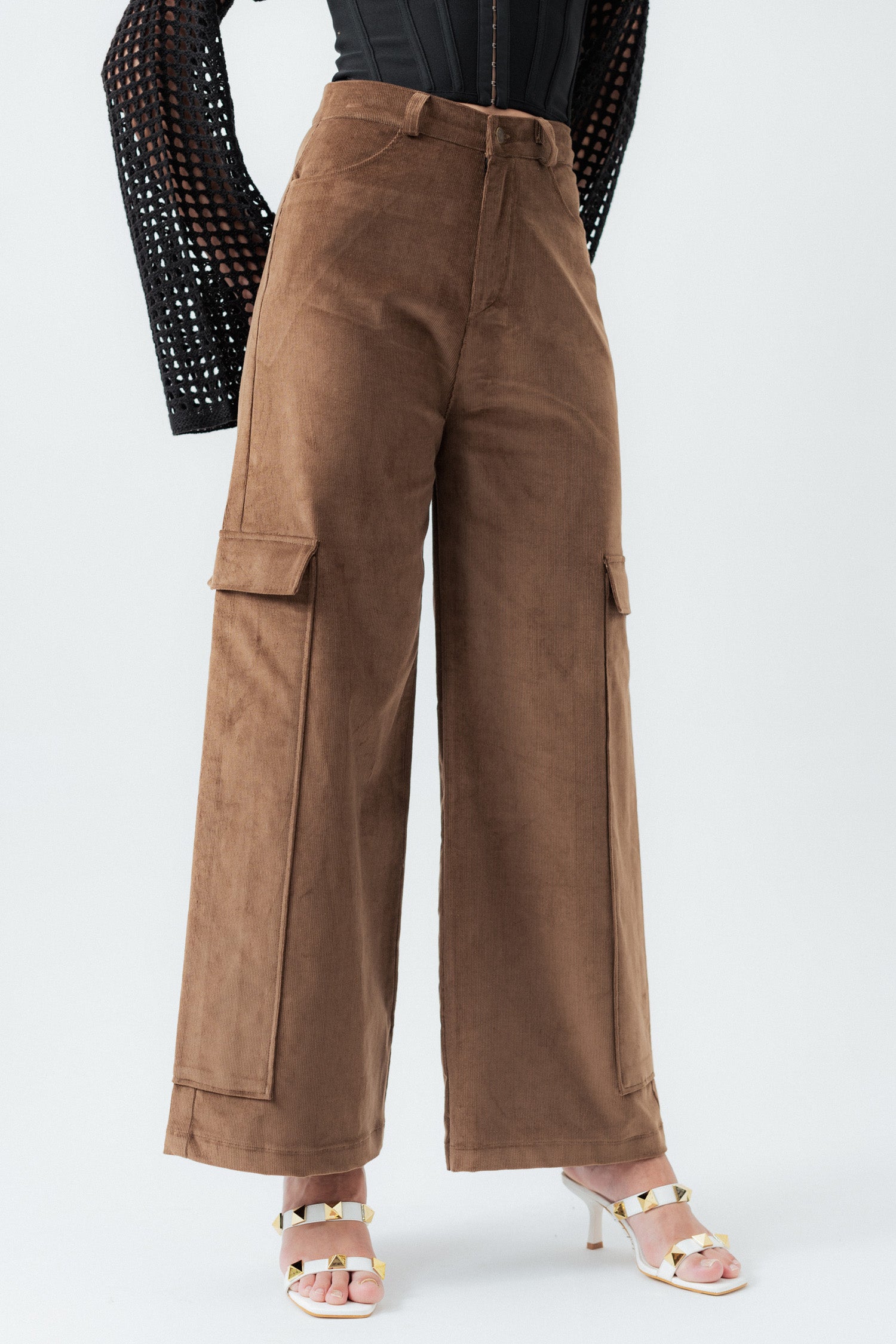 Brown Corduroy Wide Leg Pants