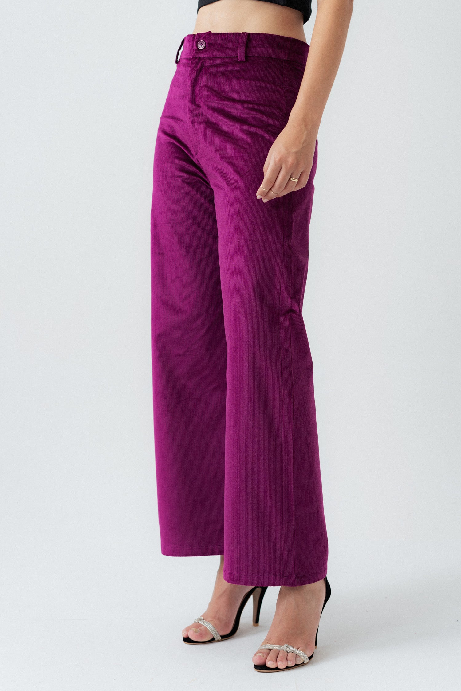 Magenta Straight Fit Corduroy Pants