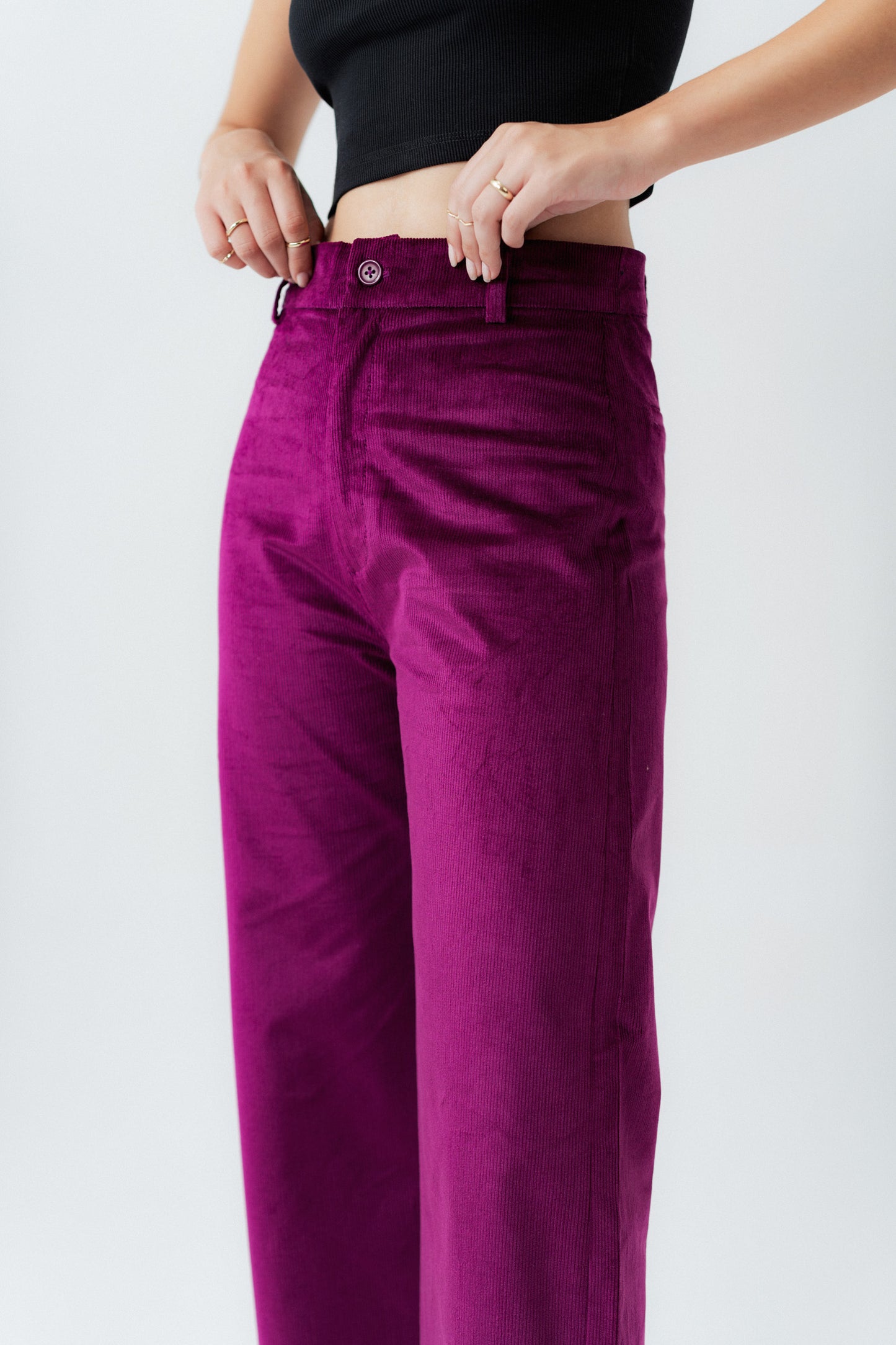 Magenta Straight Fit Corduroy Pants - Hustle N Holla