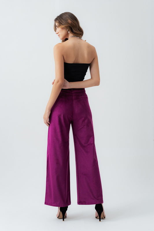 Magenta Straight Fit Corduroy Pants - Hustle N Holla