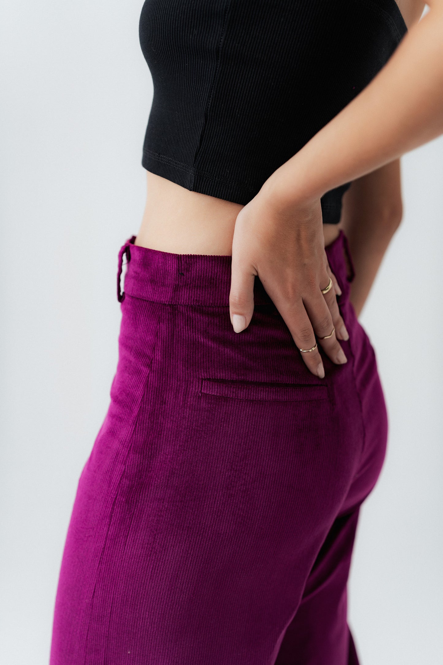 Magenta Straight Fit Corduroy Pants - Hustle N Holla