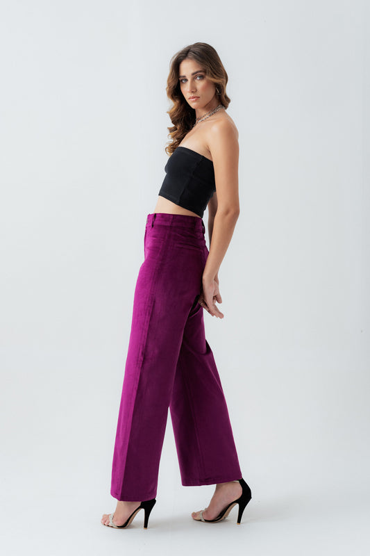 Magenta Straight Fit Corduroy Pants - Hustle N Holla