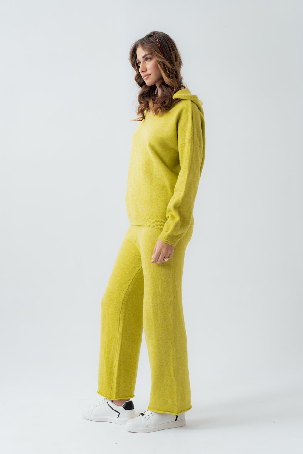 Lime Loose Fit Knit Trousers - Hustle N Holla