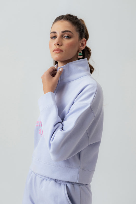 Lilac Cropped Sweatshirt - Hustle N Holla