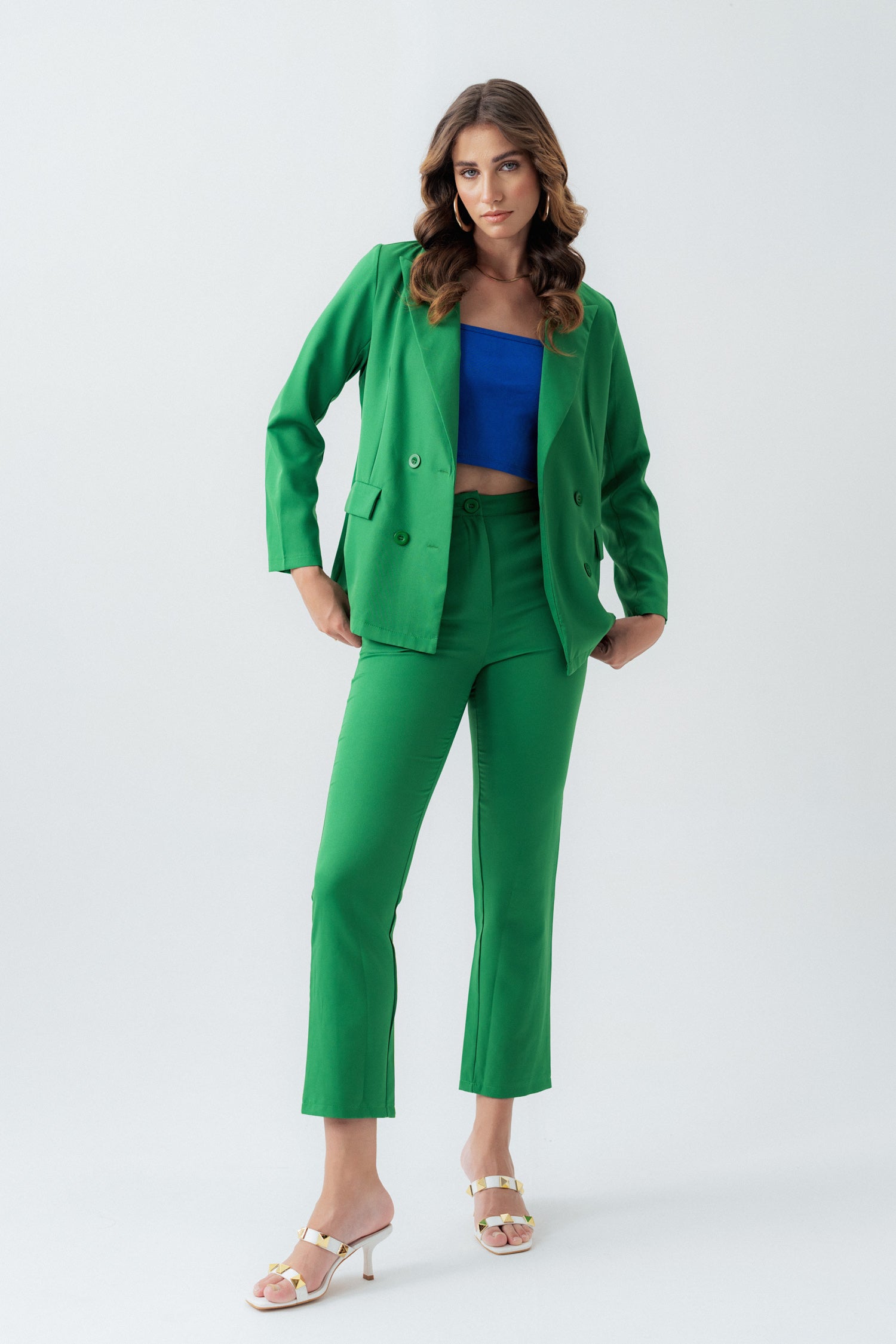 Green Silm Fit Tailored blazer - Hustle N Holla
