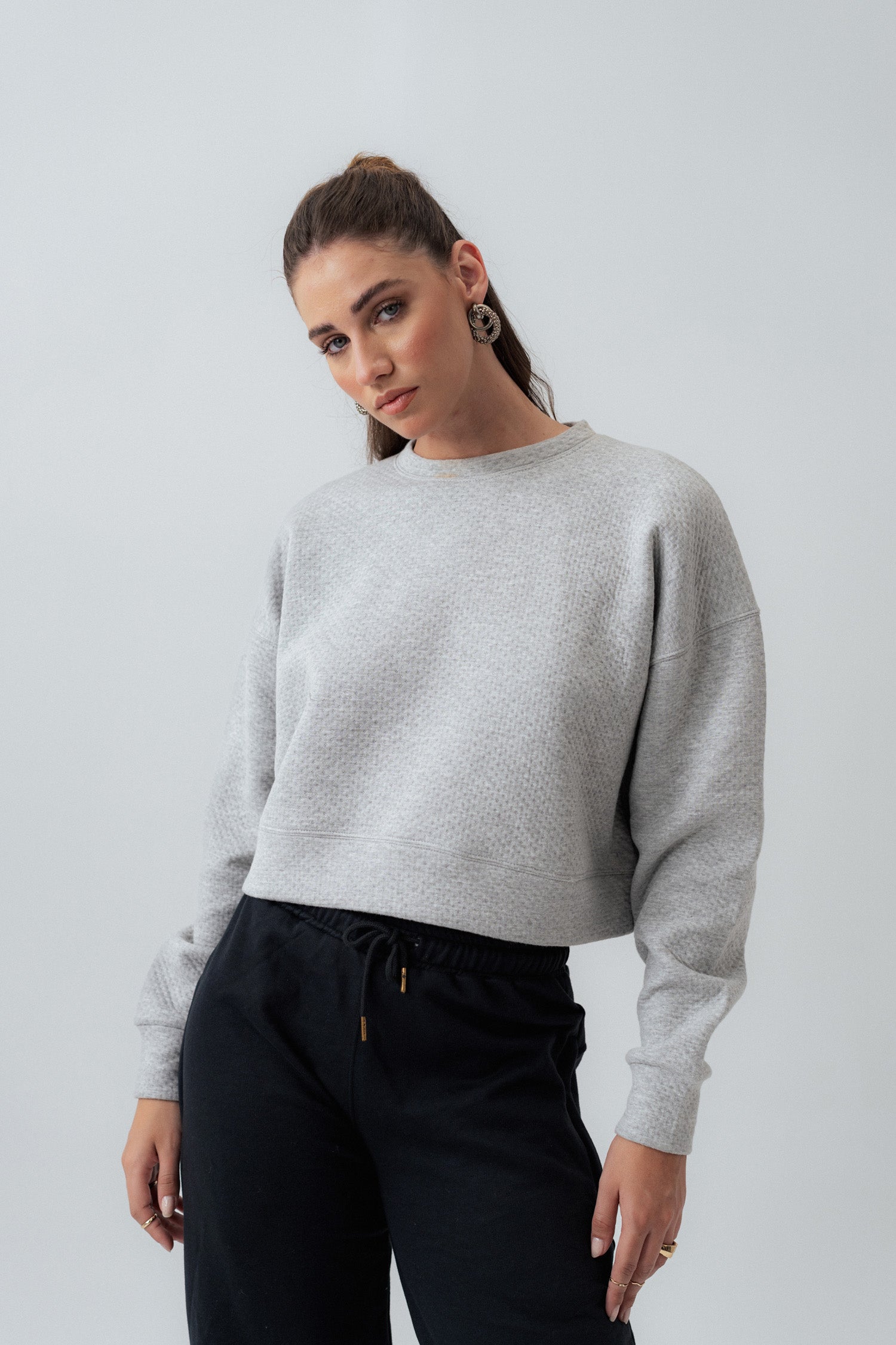 Light Grey Oversized Cropped Sweatshirt